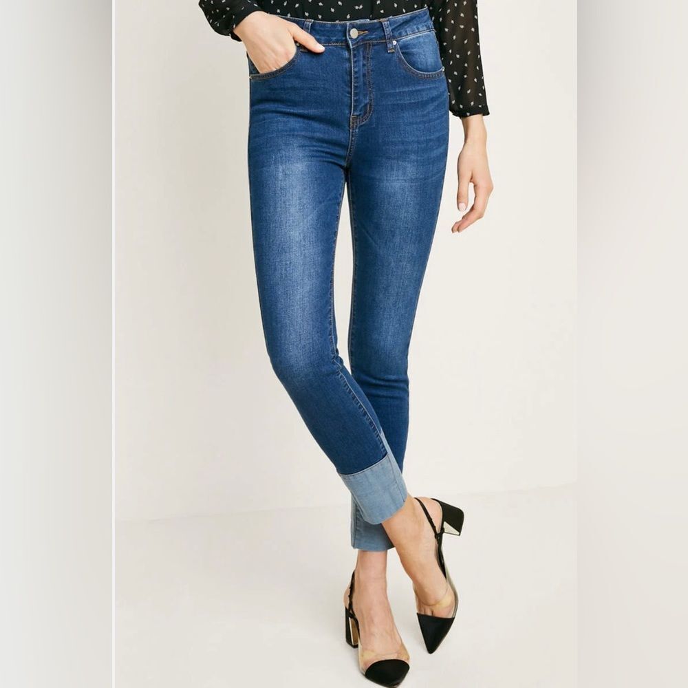 Hayden Los Angeles Cuffed Ankle Skinny Jeans Size Large